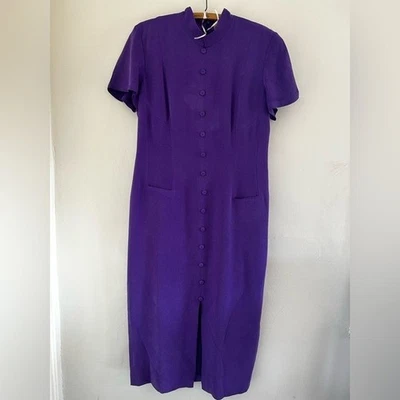 Maxi Vestido Vintage Dana Buchman 100% Seda Púrpura Oriental Talla 14 Foto 1 de 4