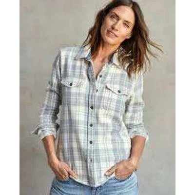 Outerknown Blanket Shirt XL Gray White Plaid Organic Cotton Flannel Button Up - Image 1 of 4