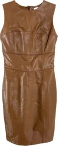 Antonio Melani Sleeveless Leather Sheath Dress Caramel Size 2 - Picture 1 of 8