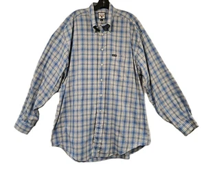 Faconnable France Mens Vintage Long Sleeve Blue/White Plaid Shirt Size XL  -EUC- - Picture 1 of 10