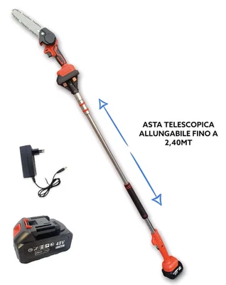 Motosega Tronca Rami Tagliarami Potatore Con Batteria  Asta Telescopica 240 CM - Immagine 1 di 4