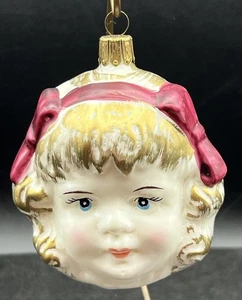 Neiman Marcus- Germany Vintage Girl's Angelic Face Christmas ORNAMENT - Picture 1 of 7