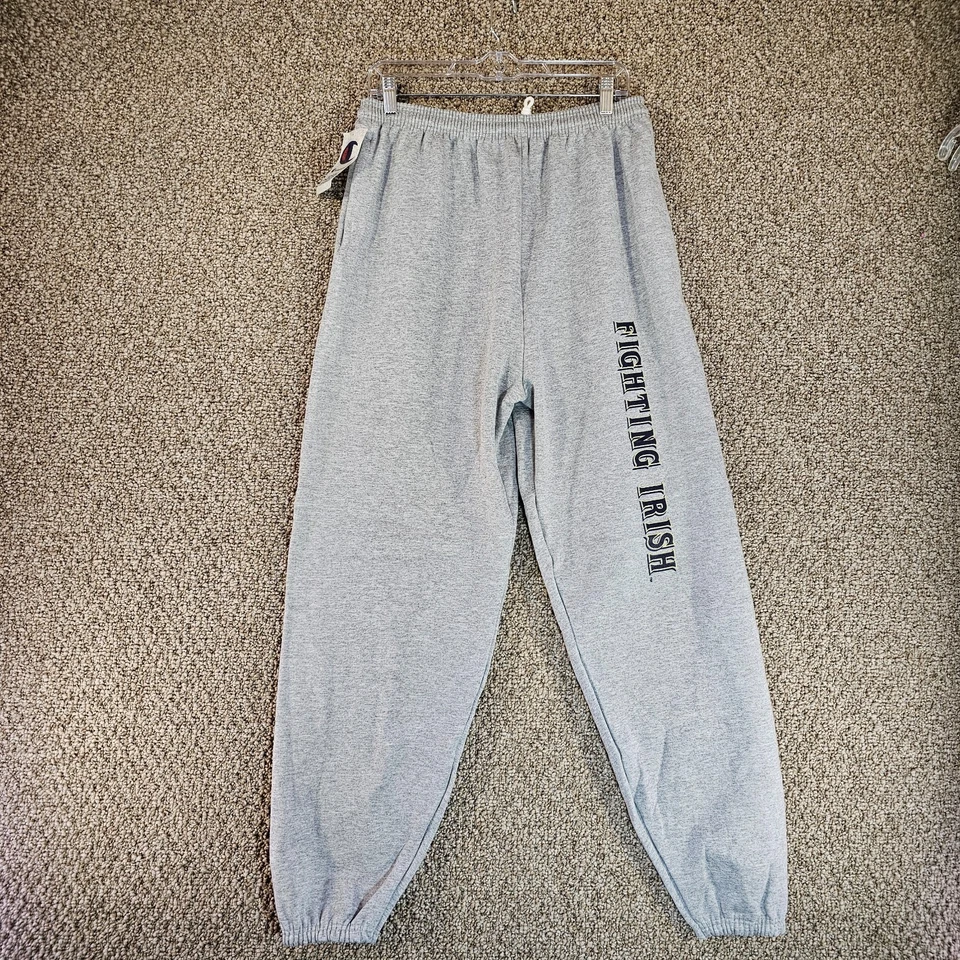 Pantalones deportivos vintage Champion Fighting Irish para hombre grandes 32x30 bolsillos grises NUEVO Foto 1 de 4