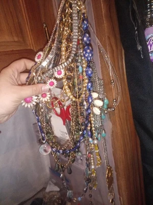 3+ Lbs Necklace Jewelry Lot vintage To Now All Wearable And Beautiful - Image 1 of 2