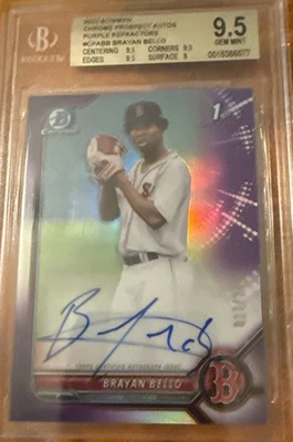 2022 Bowman Brayan Bello 1st Auto Purple /250 Beckett 9.5 GM MT - Image 1 of 2