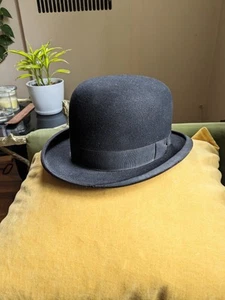 Antique Wool Felt Derby Hat - Picture 1 of 8