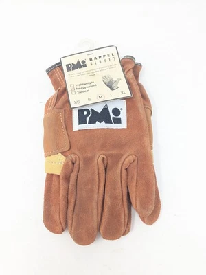 Guantes de escalada de seguridad de rappel de cuero medio pesado PMI de colección años 90 NUEVO   Foto 1 de 4