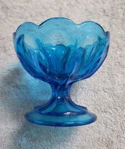 Vintage Anchor Hocking Laser Blue Fairfield Compote Dish / Pedestal Bowl - Picture 1 of 3