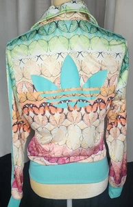 Adidas x FARM Rio Vibrant Butterfly Print Zip Lightweight Jacket Women's Size S - Picture 1 of 19
