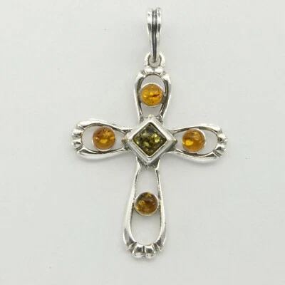 Colgante Cruz Ámbar Báltico Multicolor - Multicolor - PLATA ESTERLINA 925 #6844 Foto 1 de 3