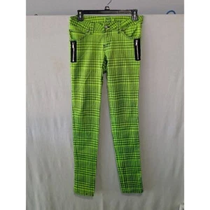 Tripp NYC Daanggoodman Neon Yellow Plaid Pants Girls Size 1 - Picture 1 of 12