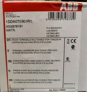 New ABB 1SDA075901R1 Front Terminals Multicable, KXT2MC-3PC - Picture 1 of 4