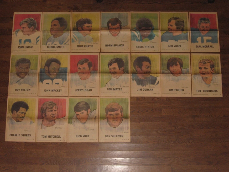 18 1971 BALTIMORE COLTS POSTERS NFL FOOTBALL LEGENDS BALTIMORE SUN HISTORIC RARE - Image 1 of 4