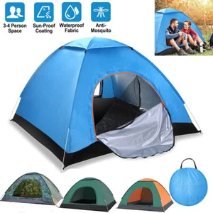 3-4 Man Automatic Instant Double Layer XXL Pop Up Camping Hiking Tent Waterproof - Picture 1 of 25
