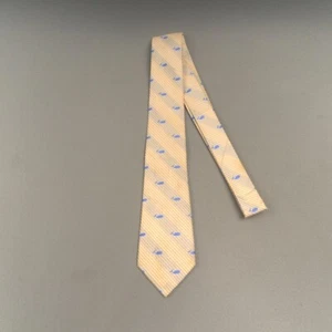 J Crew Silk Tie Yellow Stripes Embroidered Whales Seersucker 60" - Picture 1 of 12