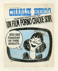 "CHARLIE HEBDO N°204 du 14/10/1974" Fac-similé original entoilé CABU - Picture 1 of 1