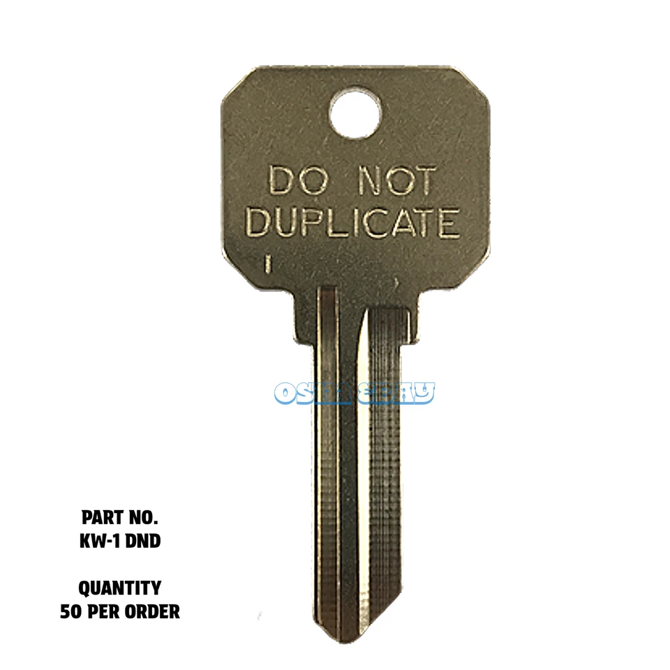 50 Uncut Kwikset, Atlas, Dexter KW1 Brass "Do Not Duplicate" Key blanks DND - Image 1 of 1