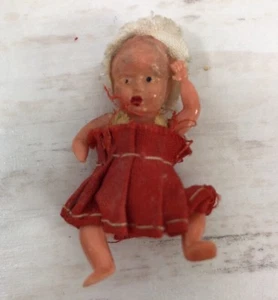Antique Vintage Celluloid Miniature Baby Doll 2" Moveable  - Picture 1 of 9