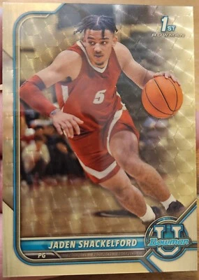 JADEN SHACKELFORD 2021-22 BOWMAN UNIVERSITY 1ST CHROME RC SUPERFRACTOR TRUE 1/1 - Image 1 of 4