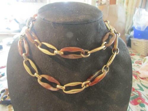 DIOR Favolosa Collana Vintage Grande Celluloide & Oro Firmata Grosse1974 Germania 