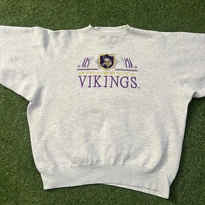 1990 Vintage Minnesota Vikings logo 7 Crewneck Sweater - Picture 1 of 14