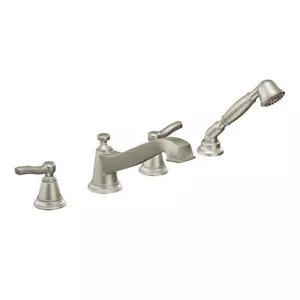 MOEN TS925BN ROTHBURY NÍQUEL CEPILLADO 2 MANIJAS ROMANO GRIFO BAÑERA CON DUCHA DE MANO - Imagen 1 de 4