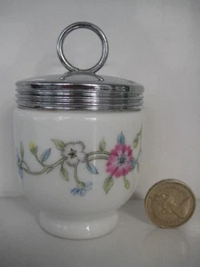 RARE ANCIEN ROYAL WORCESTER OEUF CHODDLER MOTIF INCONNU FLEURS VIOLETTES BLEU SARCELLE - Photo 1/3