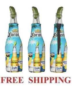 CORONA EXTRA LIGHT MACAW PARROT 3 BEER BOTTLE KOOZIE COOLIE COOLERS HUGGIE NEW - Picture 1 of 1