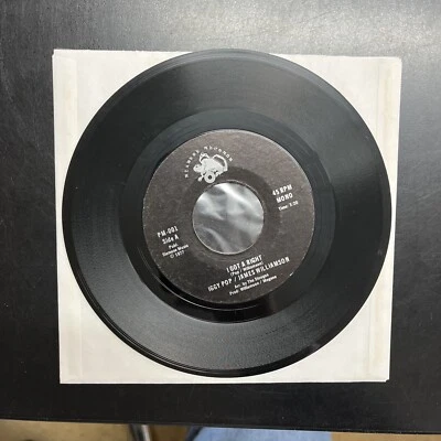 IGGY POP & JAMES WILLIAMSON "I GOT A RIGHT" Vinyl  7” Record 45 - Image 1 of 4