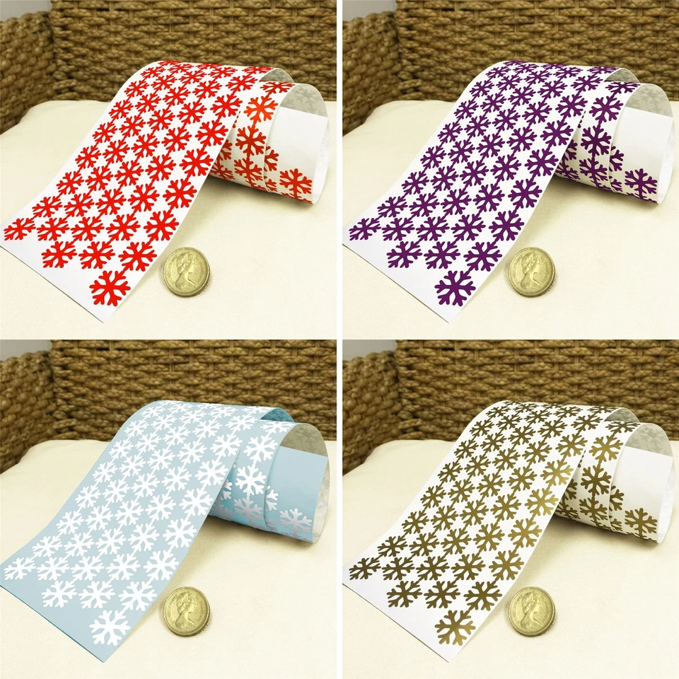 BLUE MAGIC DESIGN 280 Snowflake Vinyl Christmas Sticker 2cm Colour Self Adhesive Card Craft 1000C