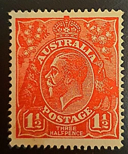 Australia KGV 1 1/2d / Deep Scarlet red NHM Super RARE Gem - Picture 1 of 2