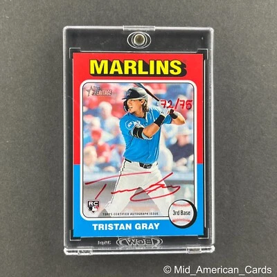 2024 Topps Heritage High Tristan Gray Rookie Real One Auto On Card Red Ink /75 - Image 1 of 4