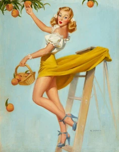 Robert Skemp - Naranja Coleccionando Pin Up Girl - Póster Pin Up Vintage - Imagen 1 de 1