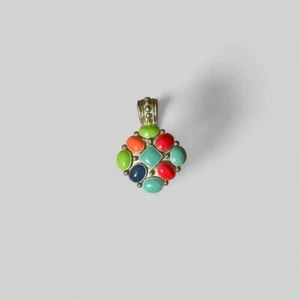 Vintage Boho Colorful Stones Silver Tone Necklace Pendant marked MX - Picture 1 of 3