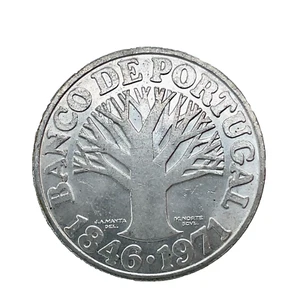 1971 PORTUGAL 50 ESCUDOS SILVER 125 YEARS BANK OF PORTUGAL BU/UNC COIN KM#601 - Picture 1 of 4