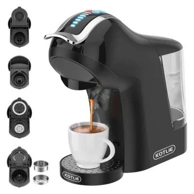Kapselmaschine 5in1 Kaffeemaschine Padmaschine 5 Adapter Pulverkaffee Warm/Kalt - Bild 1 von 4