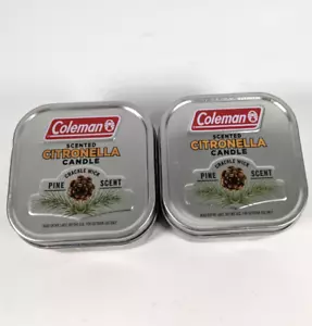Coleman Pine Scented Citronella Candle Tin w/ Crackle Wick 2 Pack 6 oz Ea 25 Hrs - Picture 1 of 2
