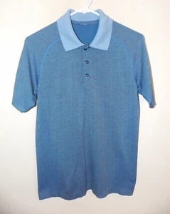 Men's Lululemon Short Sleeve Polo Shirt Blue Stripe Small - Picture 1 of 4
