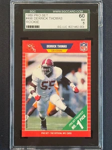 1989 Pro Set #498 DERRICK THOMAS Rookie Card (RC) ๐ HOF SGC 5 EX Excellent - Picture 1 of 2