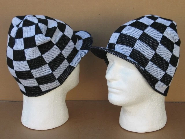 Bandera a Cuadros Negro Blanco Gorra Medias Invierno Sombrero Gorro Bill Visera Ala Foto 1 de 1