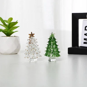 2Pcs Crystal Christmas Tree Figurine Collectible Glass Christmas Ornament - Imagen 1 de 7