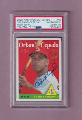 2022 Topps Archives 1958 ORLANDO CEPEDA - HOF - #d 15/22  PSA - 10 AUTOGRAPH - Image 1 of 2