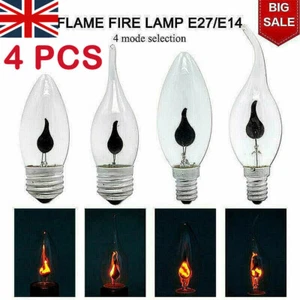 4X E27 E14 LED Burning Light Flicker Flame Lamp Bulb Fire Effect Decorative UK. - Picture 1 of 12