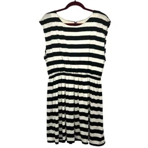 Alice + Olivia schwarz & weiß Streifen Jersey Strick ärmellos Minikleid Large - Bild 1 von 15