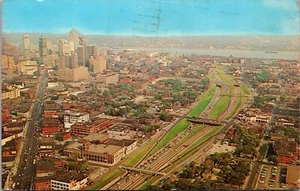 Detroit Michigan Postcard Aerial City View Skyline Chrome 1966 RH - Picture 1 of 2