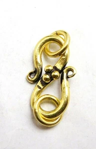 7 PCS 18X11MM SOLID COPPER BALI  S HOOK CLASP ANTIQUE GOLD PLATED 589 ATL-229 - Picture 1 of 3
