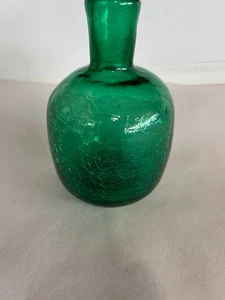 Green Crackled Glass 6" Vase - Picture 1 of 3
