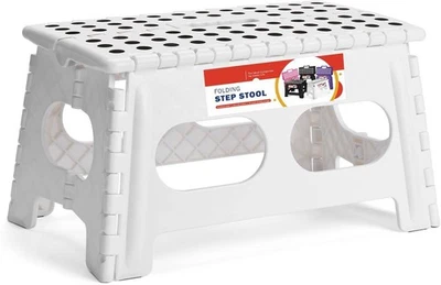 9" Height Extra Wide Folding Step Stool Plastic Foldable Stools Heavy Duty - Image 1 of 2