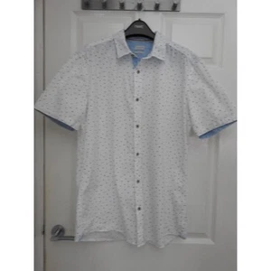 Esprit Shirt Size UK XL White Blue Mens Slim Fit - Picture 1 of 8