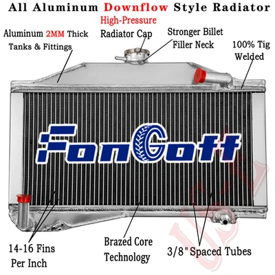 Radiador de alumínio 2 fileiras para 1955-1971 1958 59 Morris Minor 1000 948 1098 L4 perfeito estado - Imagem 1 de 4